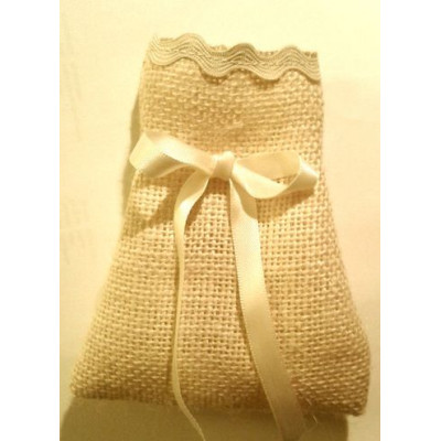 Jute IVORY bag with embroidery lace boards for wedding favors mm.100x120 - 150 pcs. 10% Discount