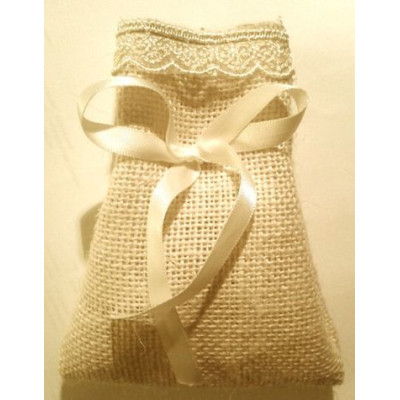 Jute IVORY bag with embroidery boards for wedding favors mm.100x120 - 50 pcs.