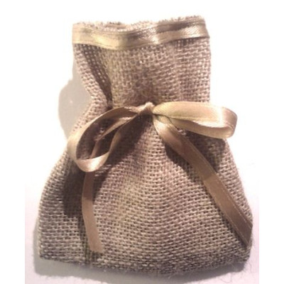 Jute natural bag with embroidery lace boards for wedding favors mm.100x120 - 50 pcs.