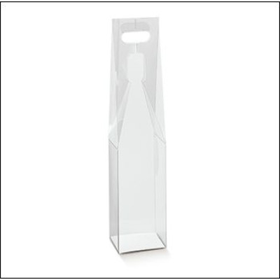 Clear Bottle holder Bag for 1 bottle in PVC acetate mm.90x90x430 - 10 Pcs.