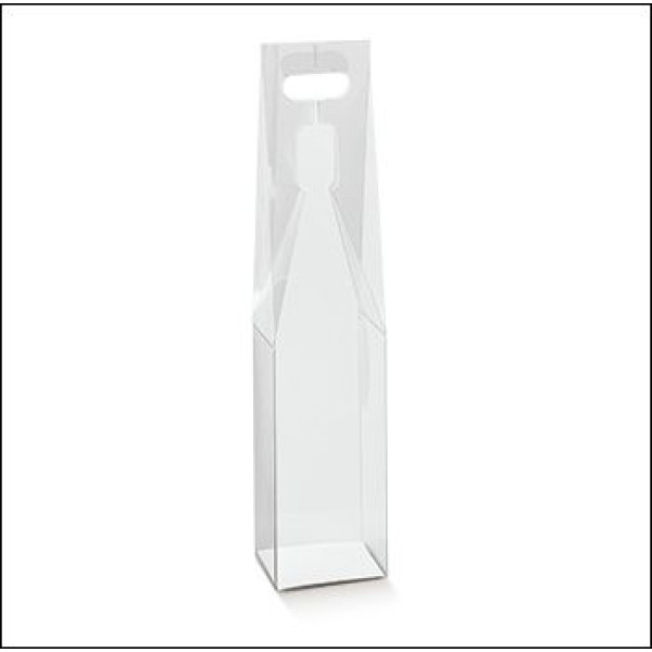 Clear Bottle holder Bag for 1 bottle in PVC acetate mm.90x90x430 - 10 Pcs.