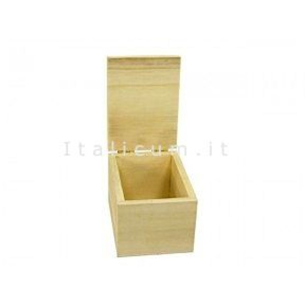 Balsa wooden box with cover and zipper closure cm.7x9,6 h.7