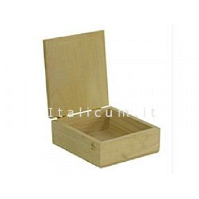 Balsa wooden box with cover and zipper closure cm.11,4x10,5 h.4,4