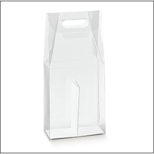 Clear Bottle holder for 2 bottles in PVC acetate  mm.180x90x385 - 10 Pcs.