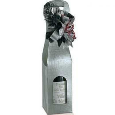 Bottle holder BAG for 1 bottle SILVER cardboard mm.90x90x410 - 10 Pcs.