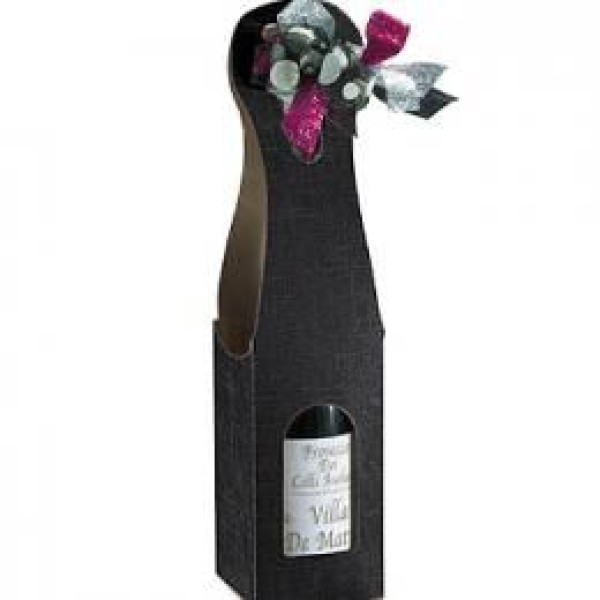 CARDBOARD BOTTLE HOLDER BAG for 1 bottle BLACK mm.90x90x410 - 10 Pcs.