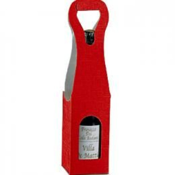 CARDBOARD BOTTLE HOLDER BAG for 1 bottle RED mm.90x90x410 - 20 Pcs.