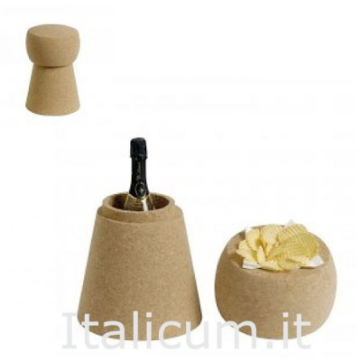 Bucket bottle holder in solid cork cm.25x37