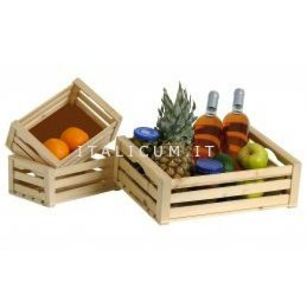 Natural wooden SET 3 boxes 2x small cm.23,5x15,5 h.9 Big cm.37,00x36,5 h.11