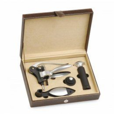 Professional wine-set in Python box - Corckscrew + 3 accessories