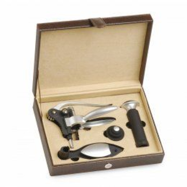 Professional wine-set in Python box - Corckscrew + 3 accessories