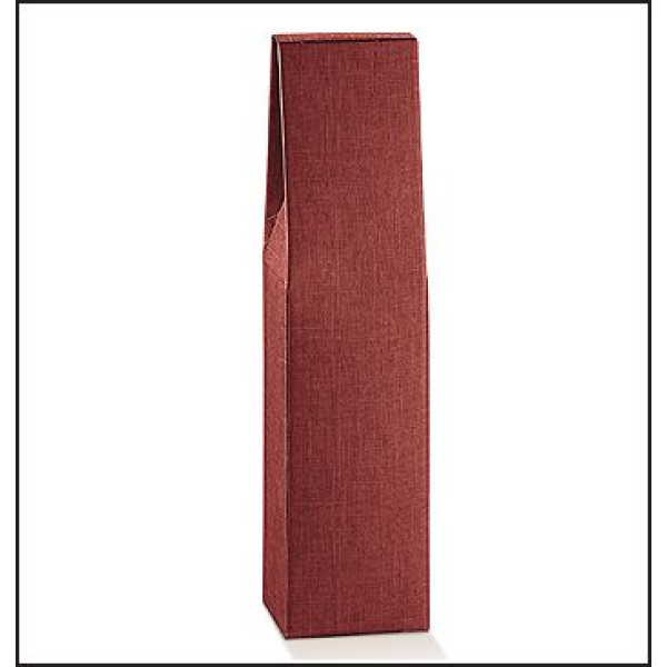 Bottle holder for 1 bottle in colored cardboard "Seta Bordeaux" mm.90x90x370 - 15 Pcs.