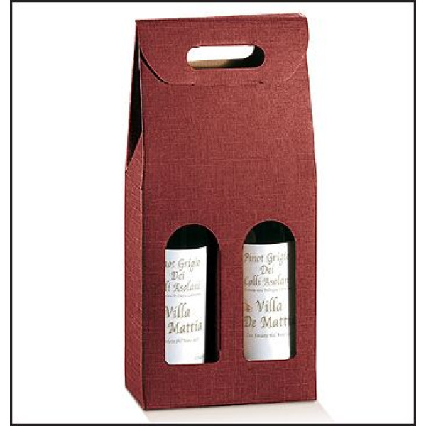 Cardboard bottle holder for 2 bottles BORDEAUX mm.180x90x385 - 20 Pcs.