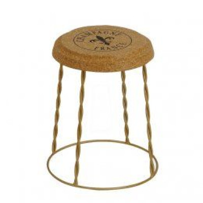 Stool WIREHOOD in solid cork and Metal cm.33,50x40,50