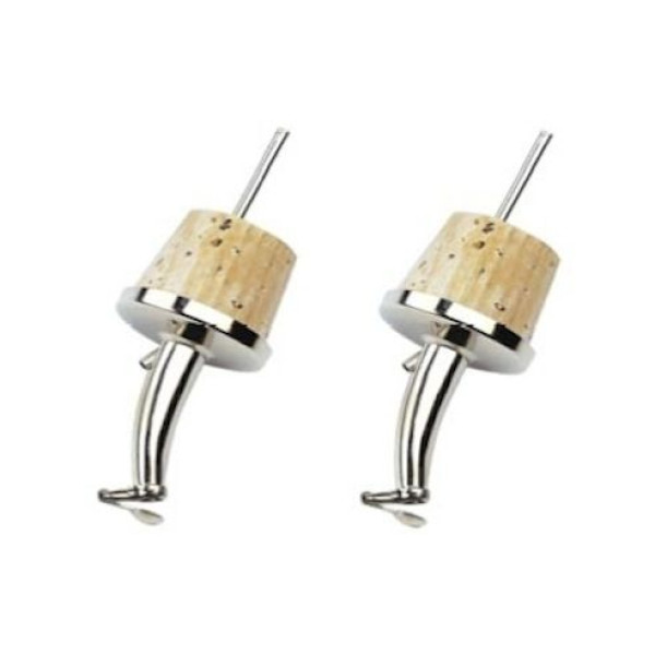 OIL CAPS IN SILVER PLATED BRASS AND CORK WITH CONICAL NOZZLE AND LIDS SET OF 2 - Pack of 200 Set (400 Caps)