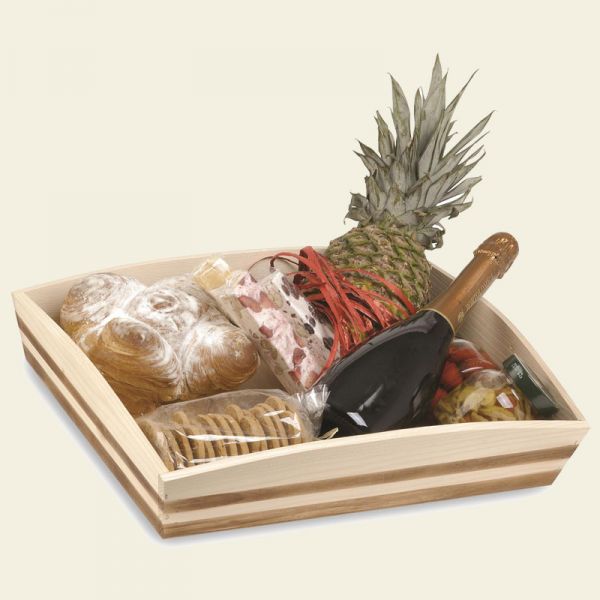 BASKET-TRAY FOR PACKAGING TWO-TONE WOODEN