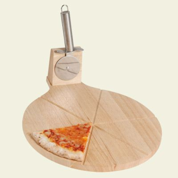 Pizza board with pizza-cutter  H: cm. 10,00 D: cm. 32,00