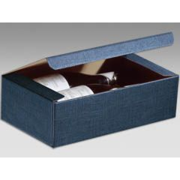 CARDBOARD BOTTLE HOLDER "UNICA" for 2 bottles BLUE JUTE mm.340X180X95 - 10 Pcs.
