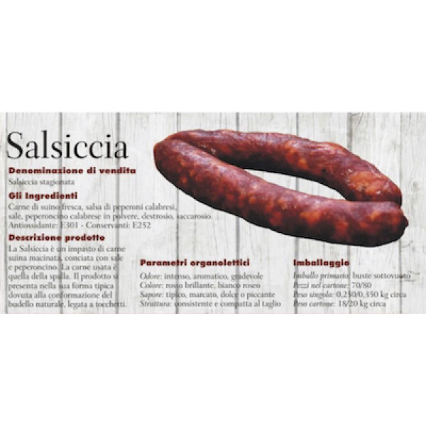 Calabrian sausage with hot spicy taste - Approximately 35,27 Oz. (Kg.1)