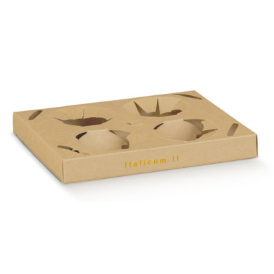 Take-away box for 4 espresso or American coffee cups 220x175x25 mm - 50 pcs