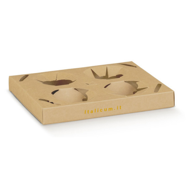 Take-away box for 4 espresso or American coffee cups 220x175x25 mm - 50 pcs