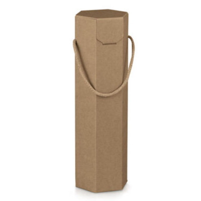 Hexagonal bottle holder box 1 place with cord handle mm.95x95x355 - 10 pcs.