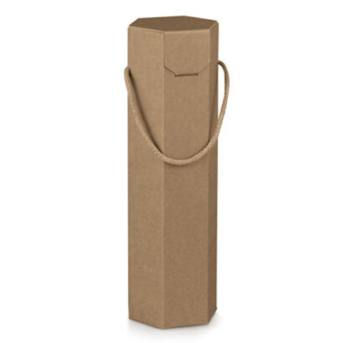 Hexagonal bottle holder box 1 place with cord handle mm.95x95x355 - 10 pcs.