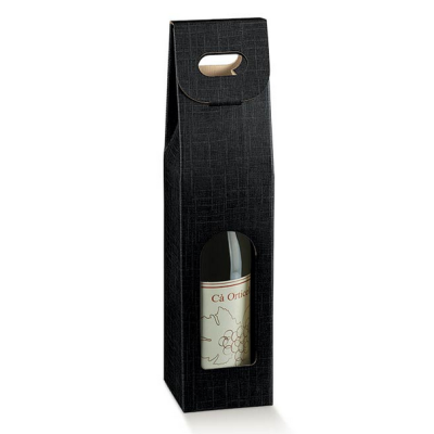 Black bottle holder box 1 place with handle mm.90x90x385 - 10 pcs.