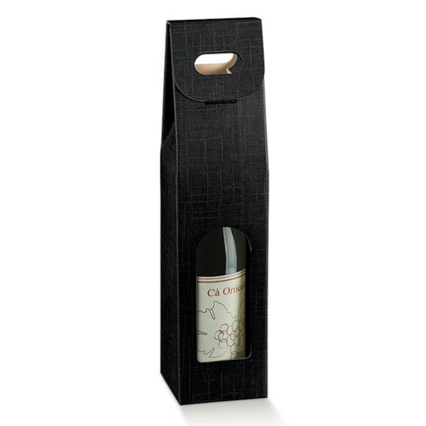 Black bottle holder box 1 place with handle mm.90x90x385 - 10 pcs.