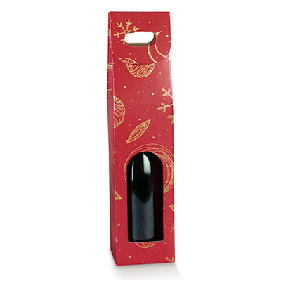 Red bottle holder box 1 place with handle mm.90x90x385 - 10 pcs.