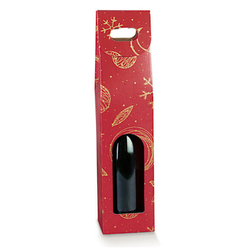 Red bottle holder box 1 place with handle mm.90x90x385 - 10 pcs.