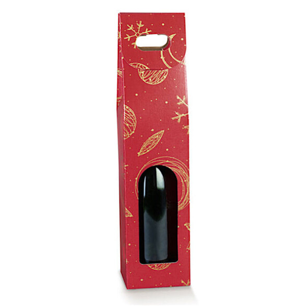 Red bottle holder box 1 place with handle mm.90x90x385 - 10 pcs.
