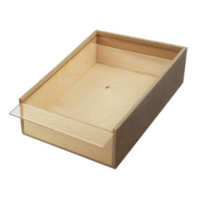 Wooden box with transparent plex sliding lid cm.27 x 21.5 x 5.1