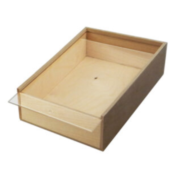 Wooden box with transparent plex sliding lid cm.27 x 21.5 x 5.1