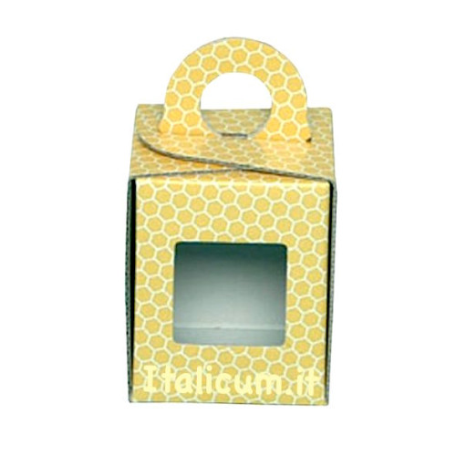 Honey jar holder boxes for 1 place, yellow cardboard for 500 gr jar (390 ml) mm.85x85x110 - 50 pcs.
