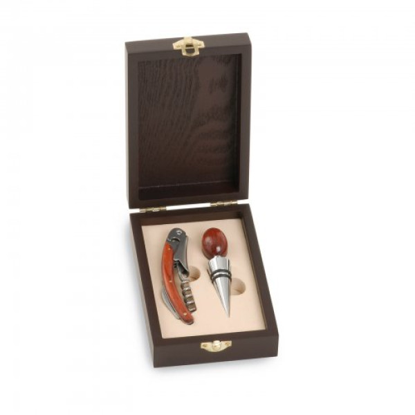 Wine set 2 accessories in wooden box