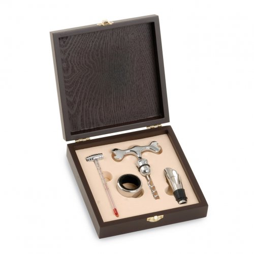 Professional wine set 4 accessories in wooden box
