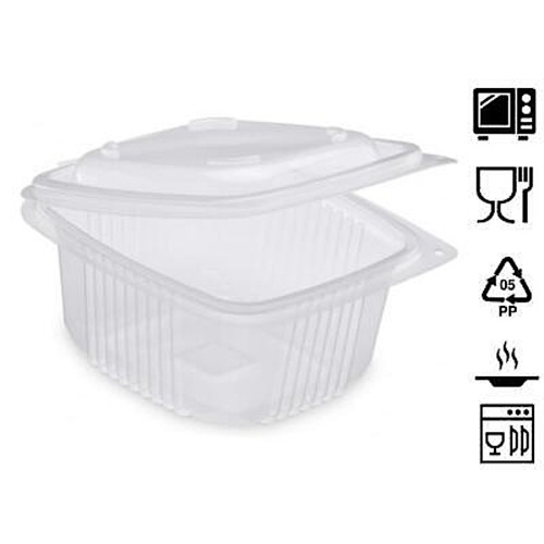 Transparent food containers with lid 1200 CC mm.190x185x69 - Pcs.50
